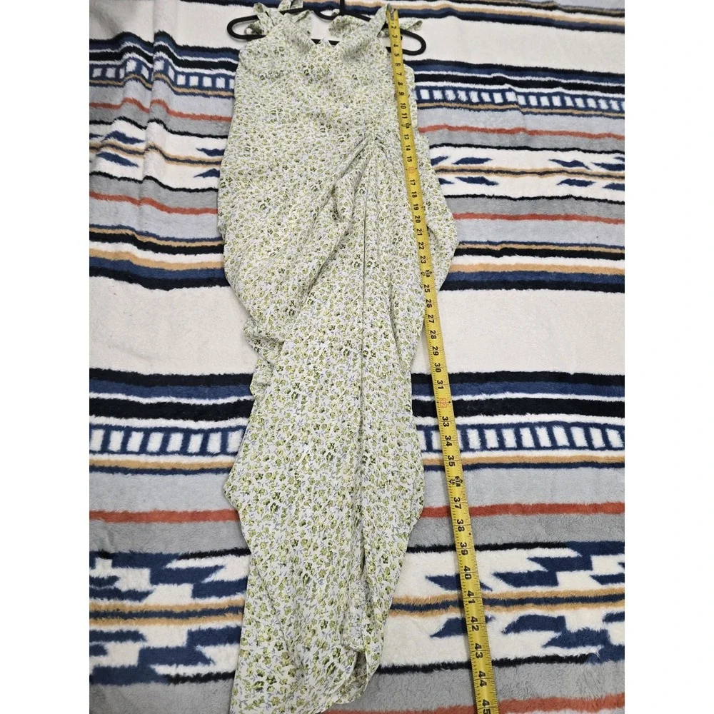 PrettyLittle Thing Green Daisy Floral Print Underwire Draped Midi Dress UK 10/US